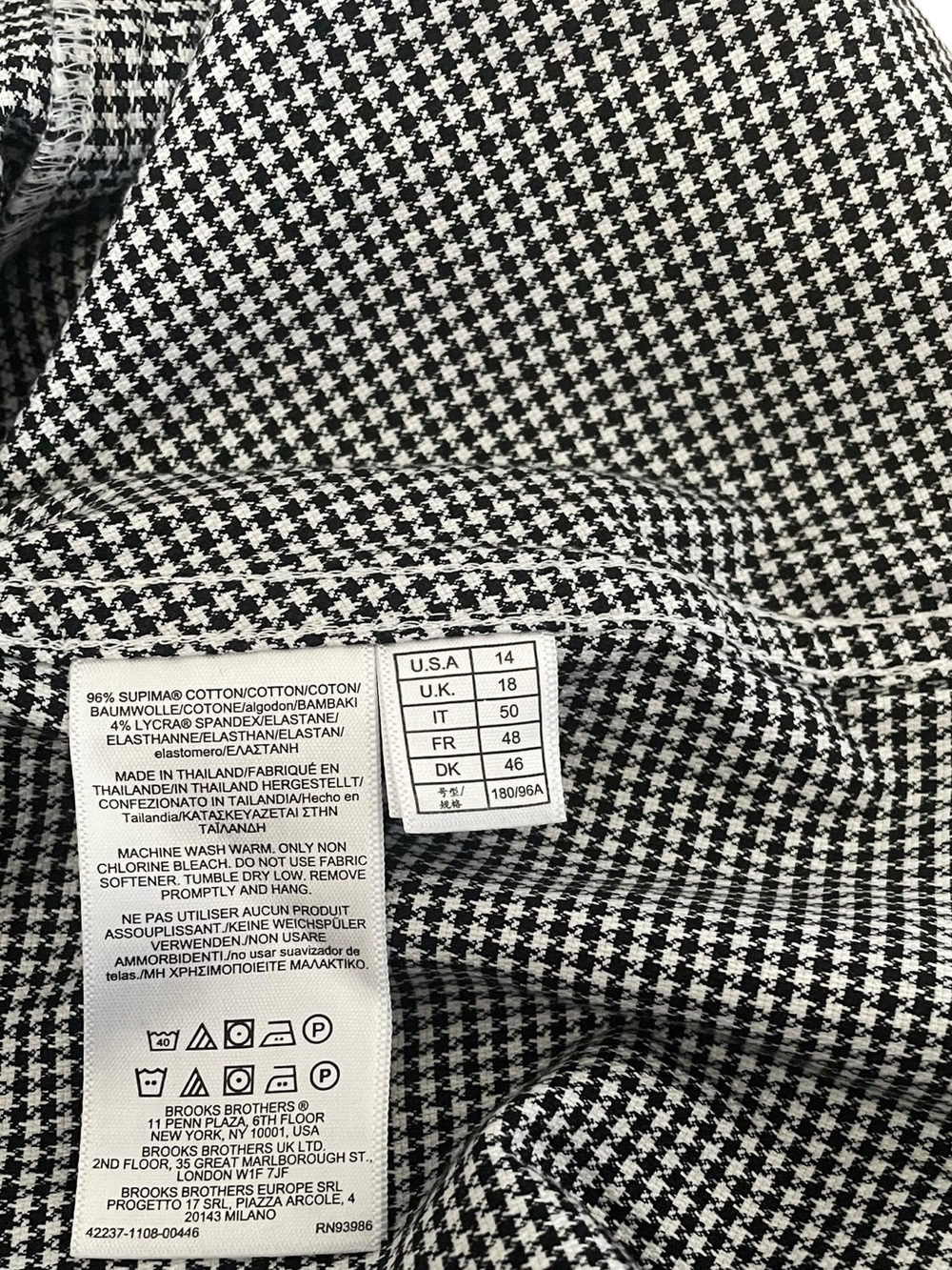 Brooks Brothers Black & White Gingham Ruffle Neck Blouse - Size 14 - Picture 3 of 5